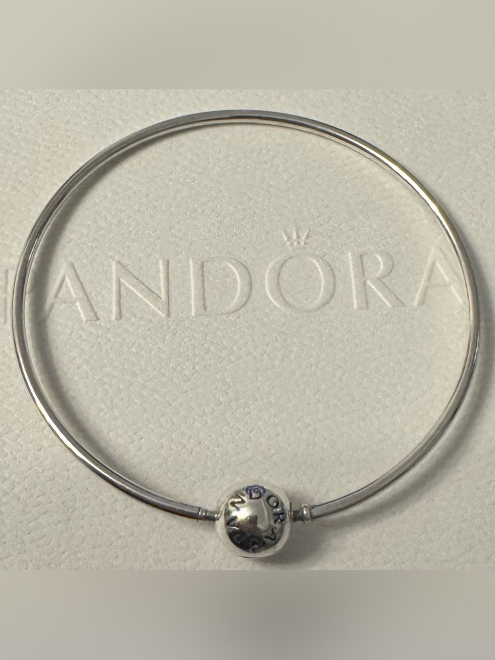 Pandora Essence Sterling Silver S925 ALE Logo Clasp Bangle 2.5”